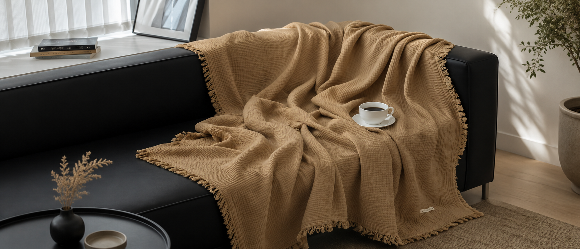 Soft home textiles and comfortable interior details