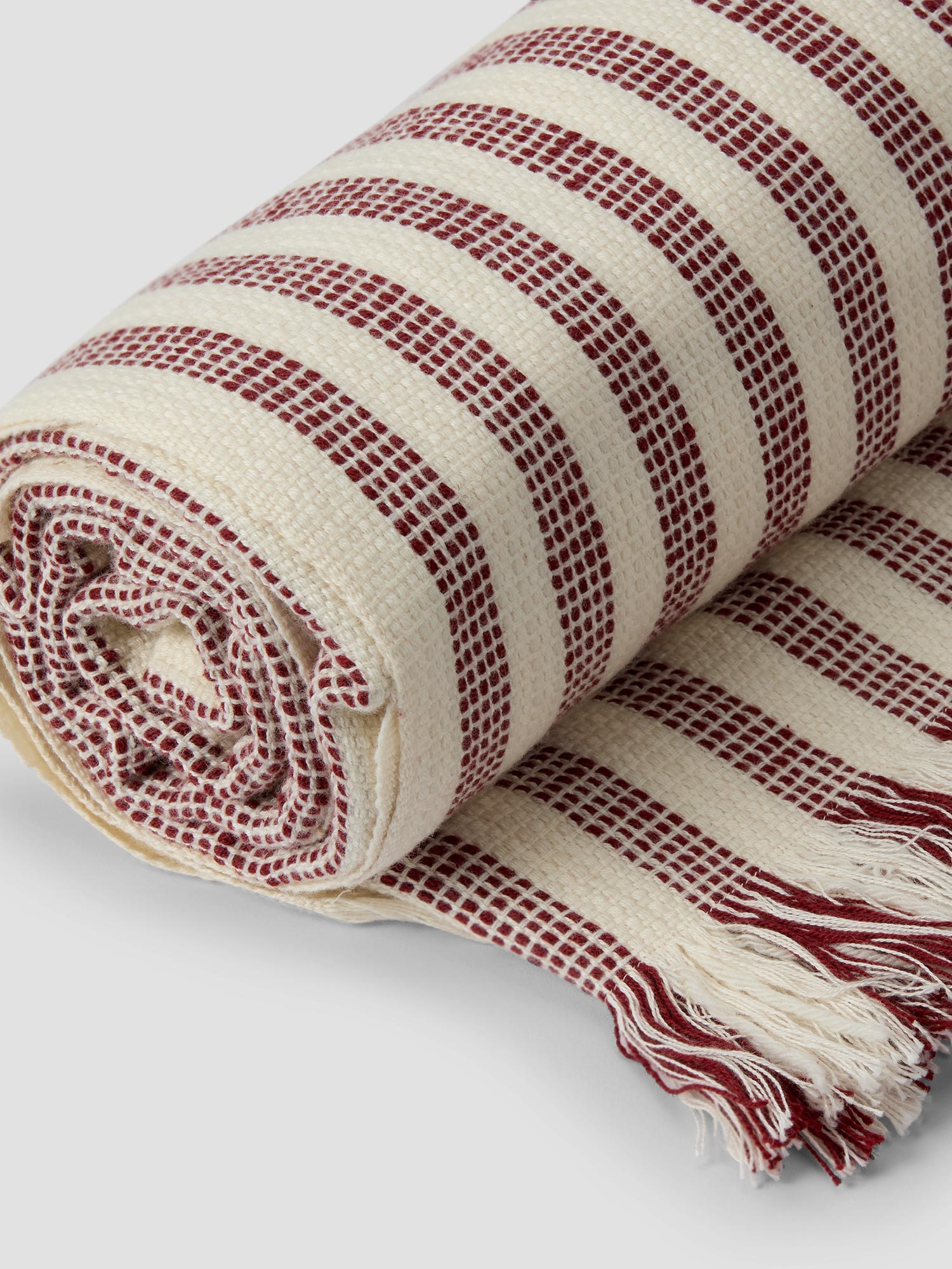 Rust Red Striped Wool Throw Blanket - Cozy Layer