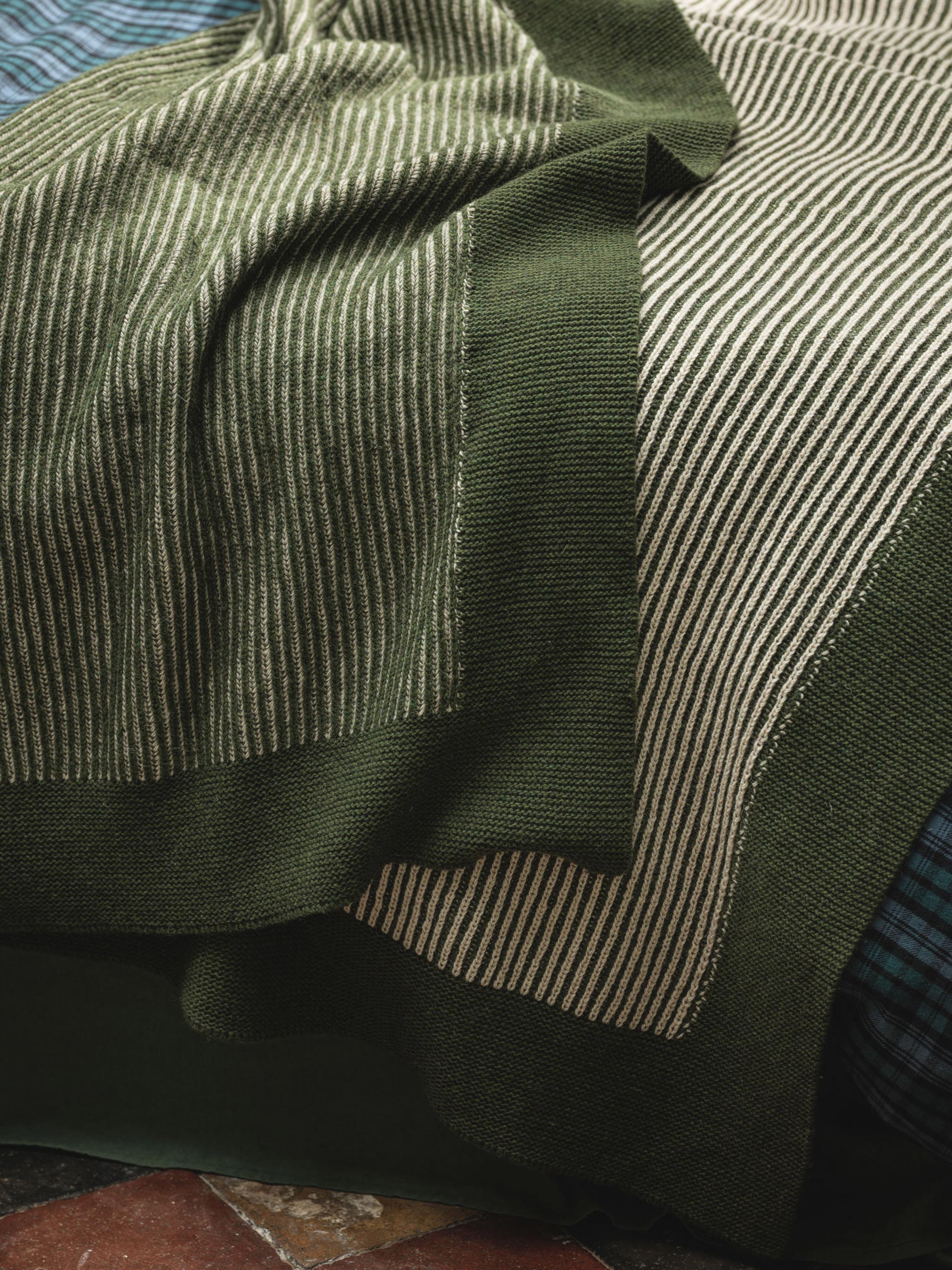Cedar Green Striped Knit Throw Blanket - Image 2