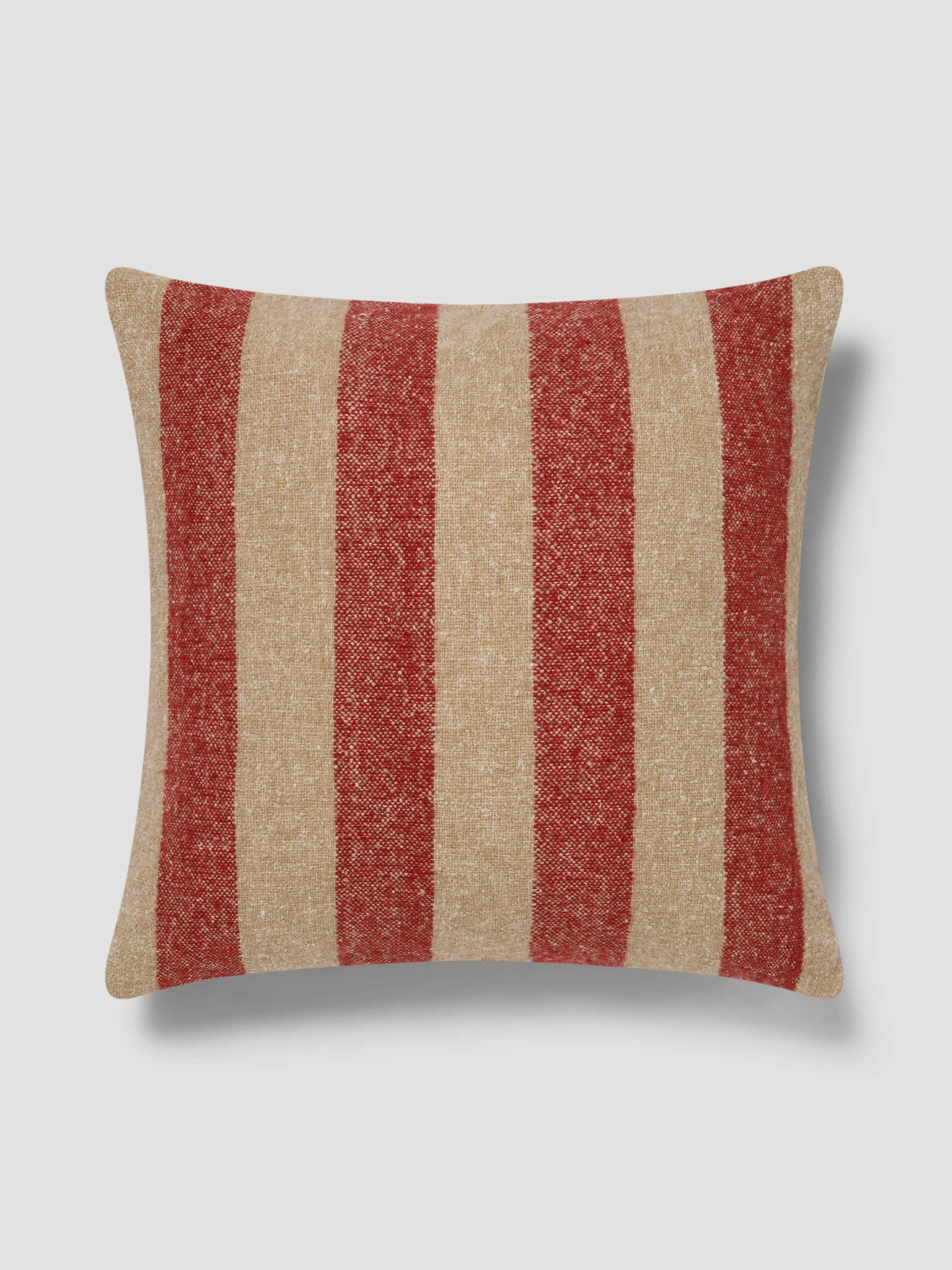 Sandstone Red & Oatmeal Wide Stripe Square Cushion Cover - 20 x 20 in
