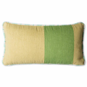 Hand woven wool lumbar pillow - Green