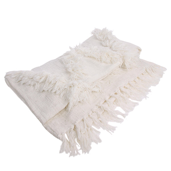 White fringe throw blanket - Image 2