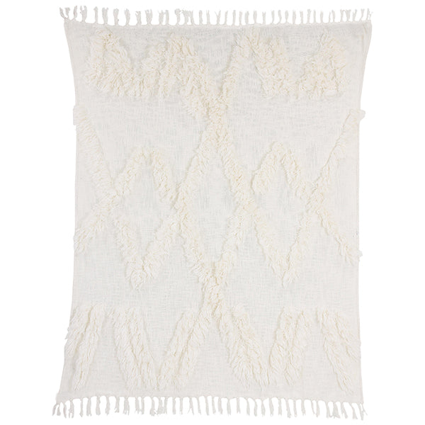 White fringe throw blanket - Image 3