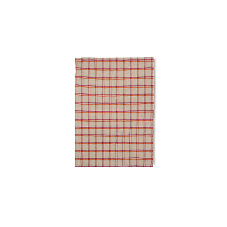 Vida Plaid Tea Towel - Strawberry & Cream - Image 2